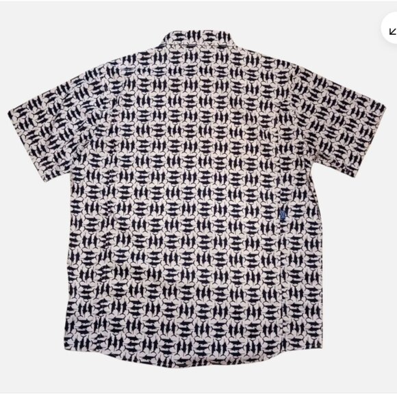 AFTCO Mens Fishing Shirt L Vented Short Sleeve Marlin Swordfish Button Down Fish - Picture 2 of 13